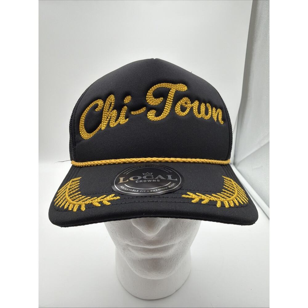 Chi Town Hat Black Foam Mesh Trucker Roped Snapback Local Crowns Adjustable Fit
